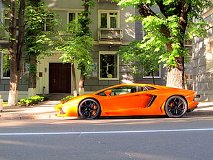 orange coupe, car