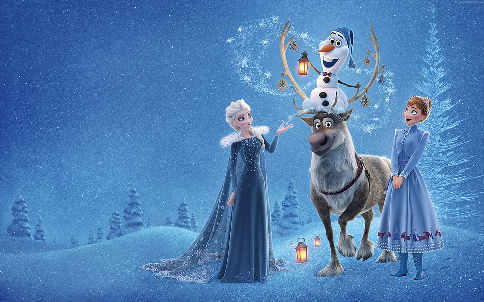 Disney Frozen Elsa, Anna, and Olaf graphics HD wallpaper