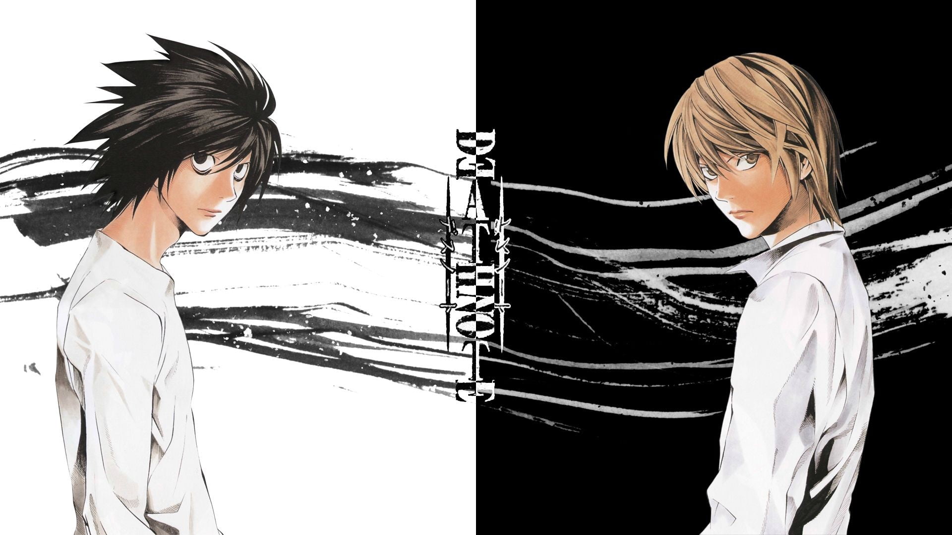 Two brown and black haired male anime characters, Death Note, Yagami Light,  Lawliet Lawsford HD wallpaper | Wallpaper Flare