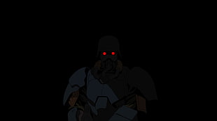 anime character soldier poster, Jin-Roh, red eyes, black, anime
