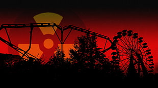 roller coaster and merry-go-round silhouette