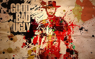 The Good The Bad and The Ugly poster, The Good  The Bad and The Ugly, Clint Eastwood, movies, paint splatter HD wallpaper