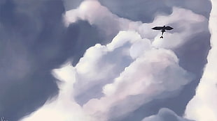 painting of flying bird, How to Train Your Dragon, concept art, Toothless, animated movies