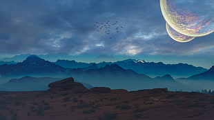 mountain ranges during dust HD wallpaper