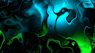 blue, black and green liquid digital wallpaper, abstract, liquid, digital art