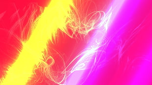 pink, blue, and yellow abstract painting
