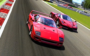 red Ferrari F40 and Enzo, car, Ferrari, F40, Enzo Ferrari