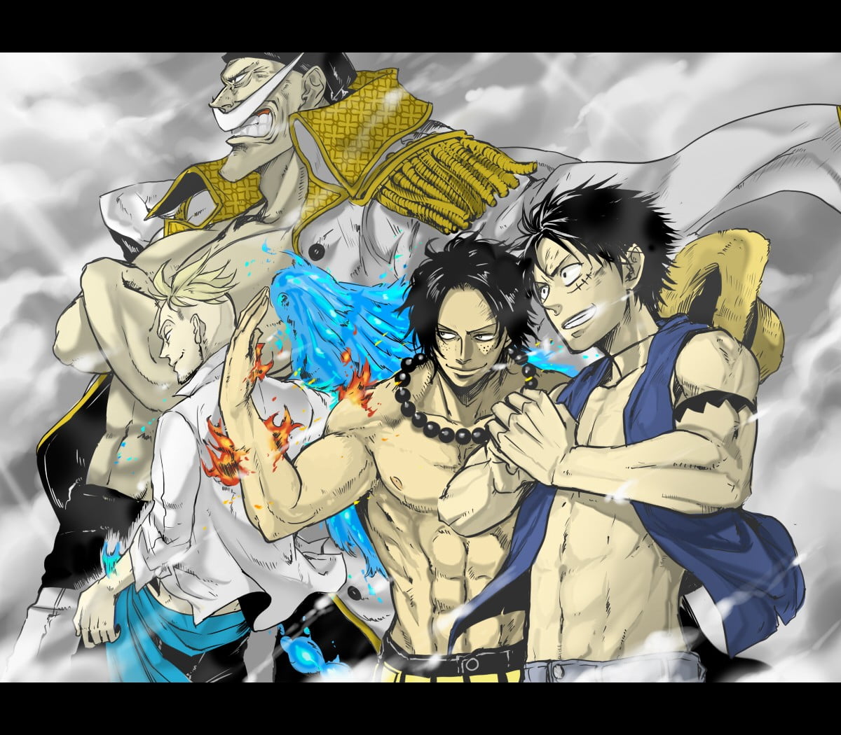 Straw Hat Luffy and Gol D Ace, Portgas D. Ace, One Piece, hat, fire