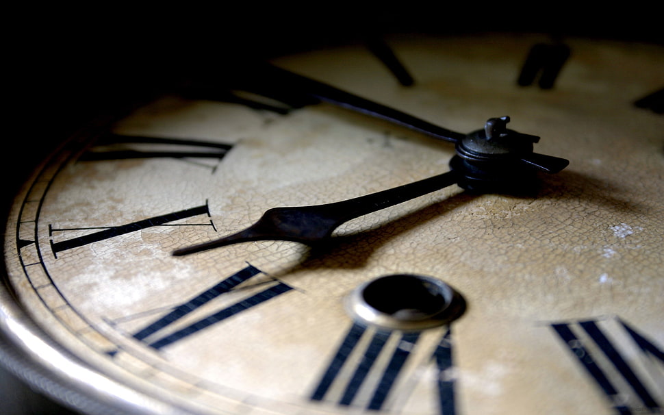 close up shot of alpha numeric analog clock HD wallpaper