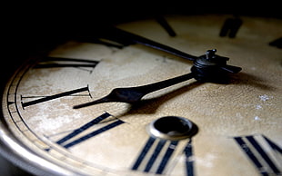 close up shot of alpha numeric analog clock