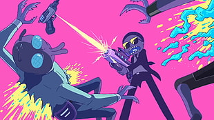 cartoon character holding rifle wallpaper, Rick and Morty, Run the Jewels, vector graphics HD wallpaper