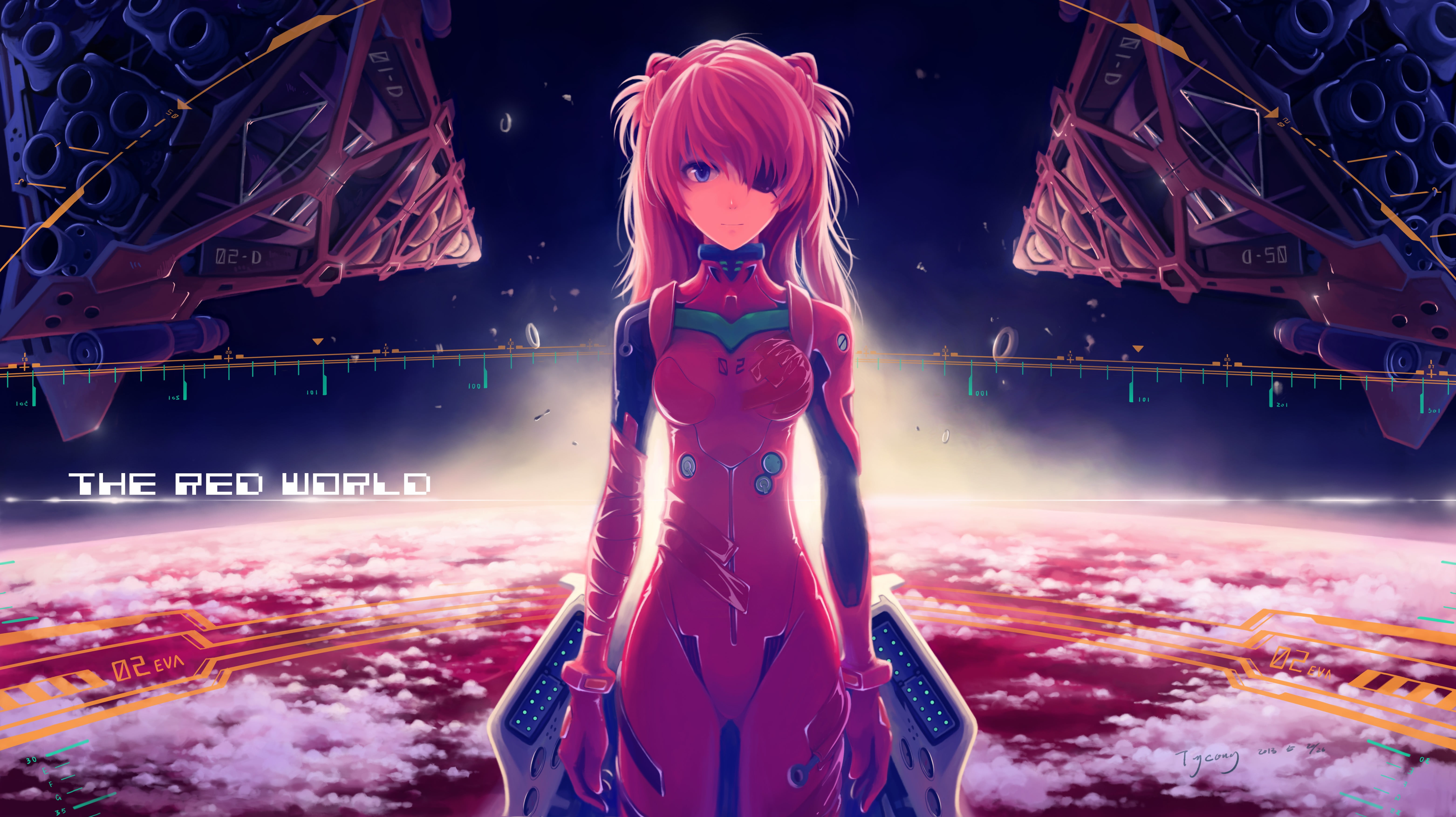 Neon Genesis Evangelion, anime, Asuka Langley Soryu, space