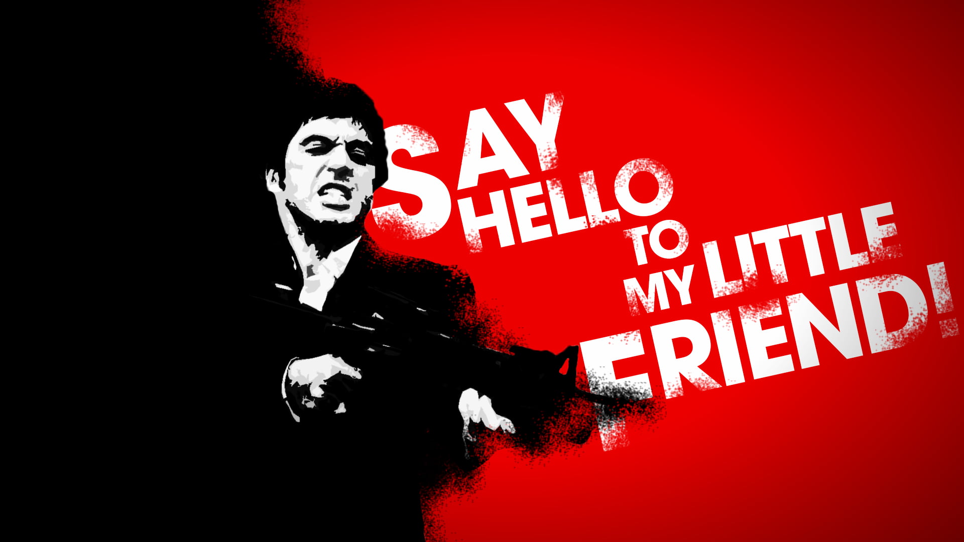 say hello to my little friend illustration, Al Pacino, gangsters