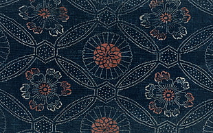 black and brown floral print textile
