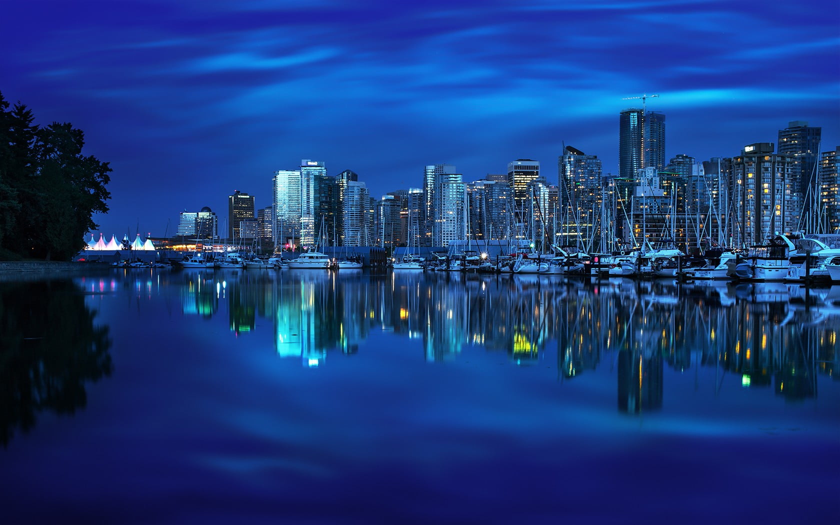 gray buildings, cityscape, night, water, river