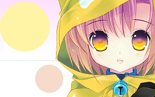 photo of anime character woman in yellow raincoat