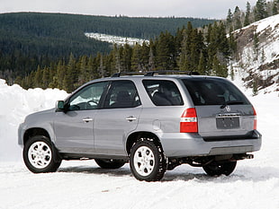 silver Volkswagen SUV on snow
