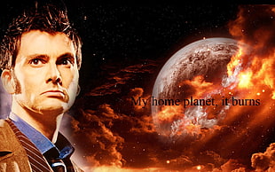 black and red floral textile, Doctor Who, The Doctor, TARDIS, David Tennant HD wallpaper