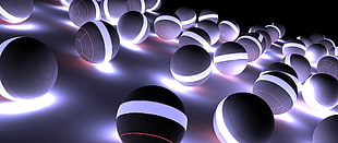 black-and-white balls, 3d object , sphere HD wallpaper