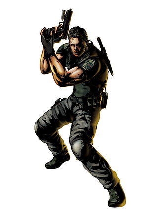 man holding gun illustration, Marvel vs. Capcom 3, Chris Redfield, Resident Evil, Resident Evil 5
