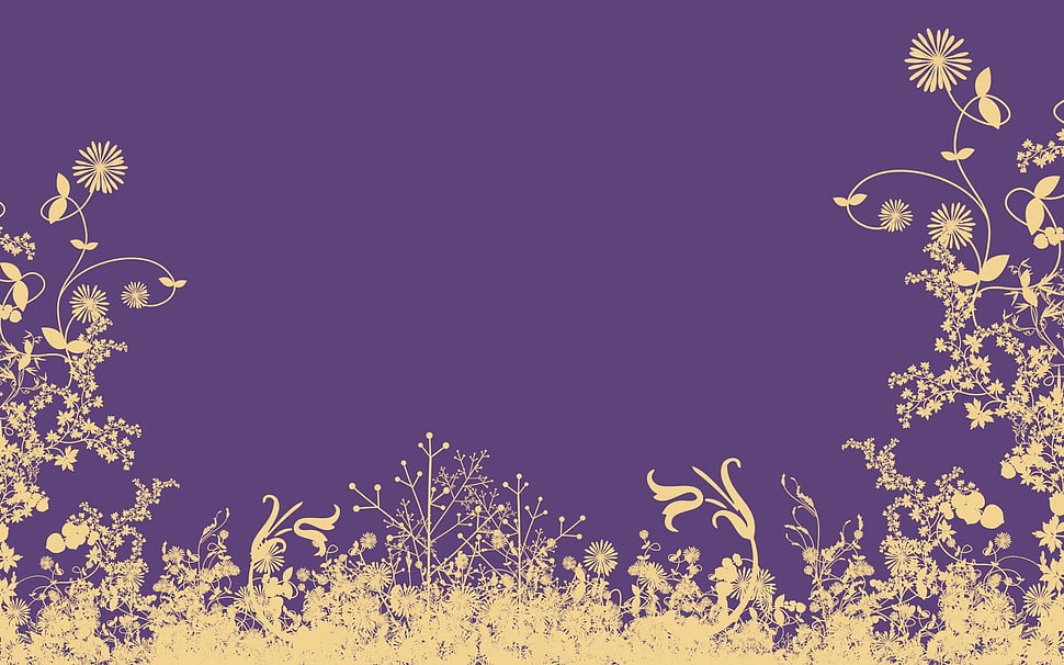 gray and beige floral artwork HD wallpaper