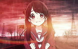 black-haired ponytail anime girl