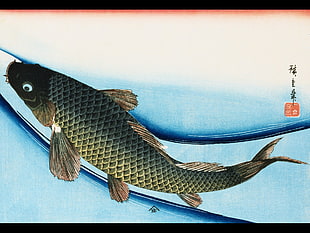 green fish painting, painting