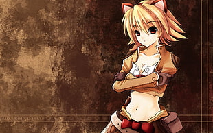 female anime character with cat ears HD wallpaper
