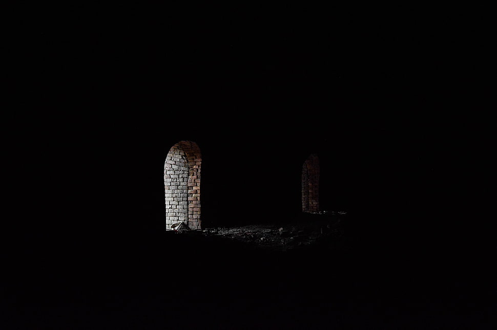 red brick tunnel, abandoned, bricks HD wallpaper