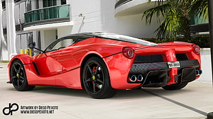 red and black convertible coupe, Ferrari LaFerrari, Diego Peixoto, 3D, vehicle HD wallpaper