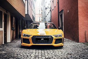 yellow Audi convertible coupe HD wallpaper