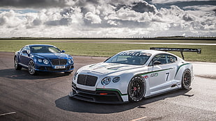 white sports car, Bentley Continental GT3, Bentley, car, vehicle