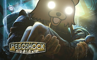 Pedoshock wallpaper, Pedobear, BioShock, parody HD wallpaper