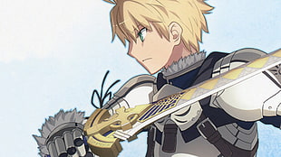 white-haired male anime character, Fate/Prototype, anime boys, blonde, sword