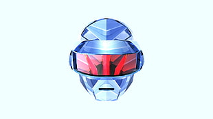 blue and red robot mask illustration, Daft Punk, punk, EDM, Justin Maller