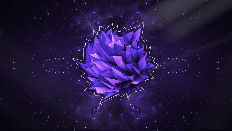 purple orb illustration, abstract, poly, low poly, purple HD wallpaper