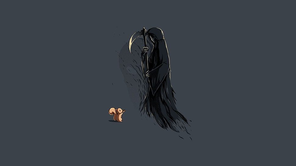 black grim reaper illustration HD wallpaper