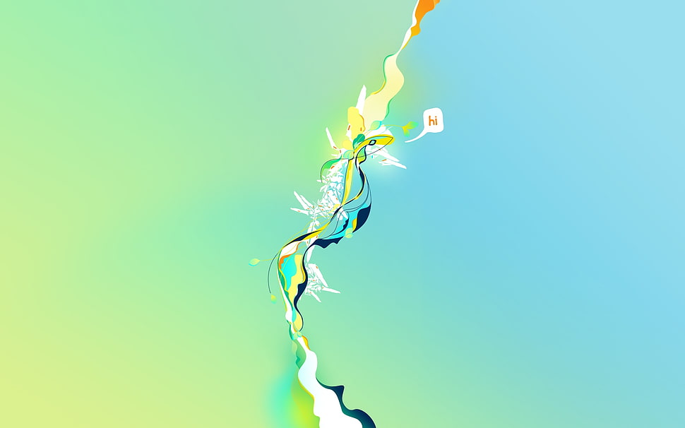 green, blue, and black artwork HD wallpaper