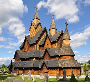 cathedral, landscape, church, Heddal stave church, Notodden HD wallpaper