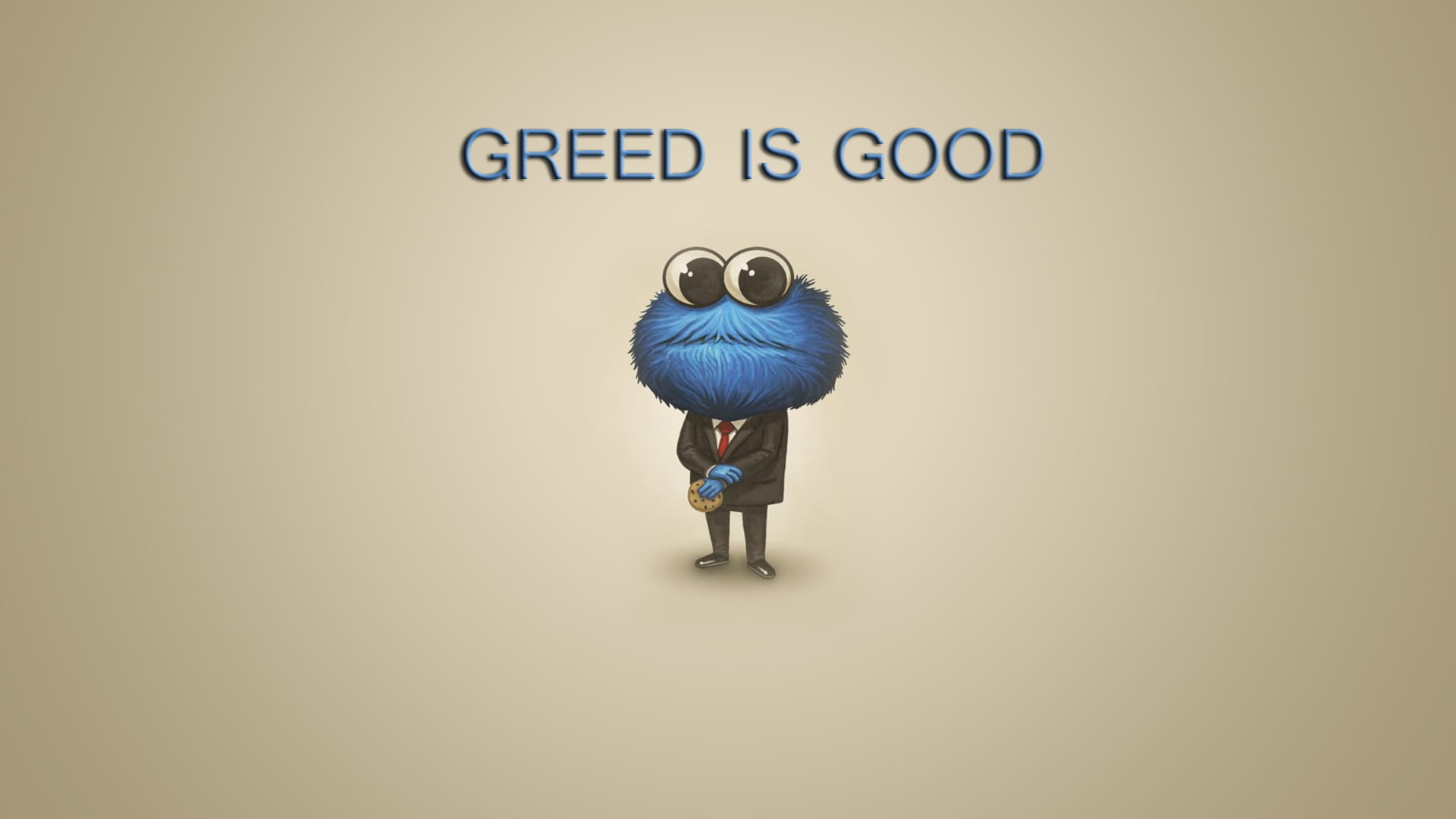 greed is good text, Cookie Monster, Greed, minimalism, typography