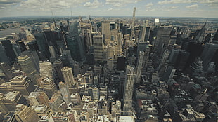 aerial view of high-rise building, New York City, horizon, skyline, city
