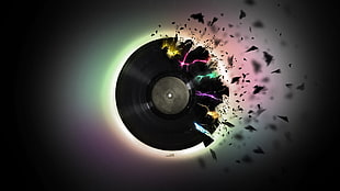 photo manipulation of vinyl disc HD wallpaper