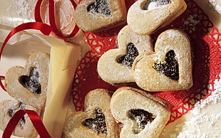 heart-shaped brown pastries