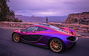 purple coupe, McLaren P1, McLaren, car