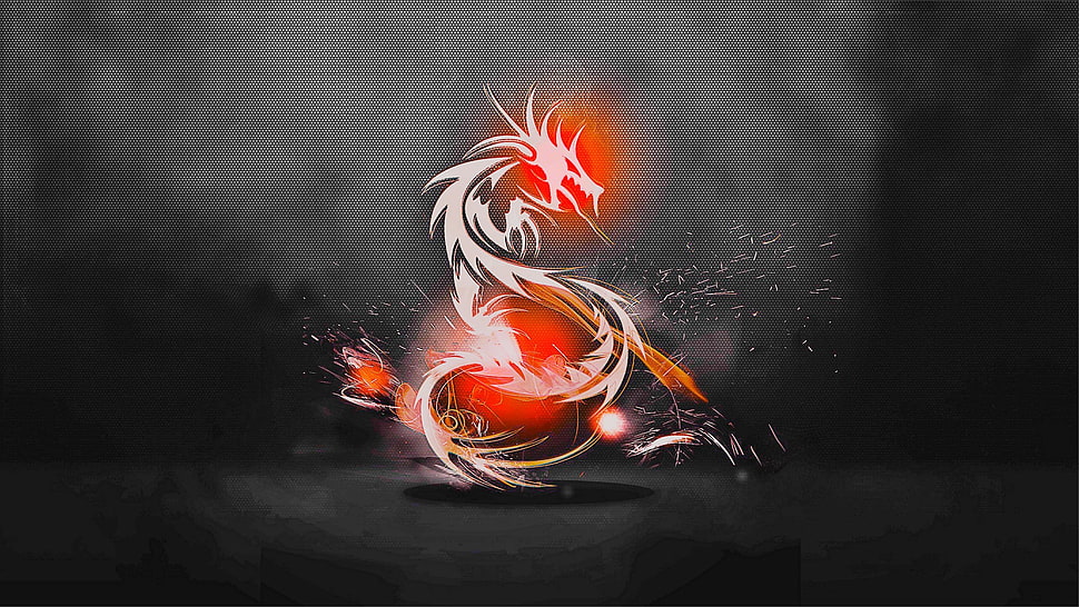 white and red burning horse illustration HD wallpaper