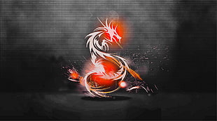 white and red burning horse illustration HD wallpaper