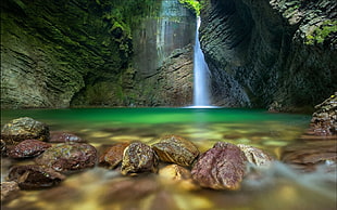 photo of waterfalls, nature, landscape, pond, waterfall HD wallpaper