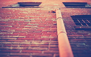 brown water pipe, bricks, architecture, window, worm's eye view HD wallpaper