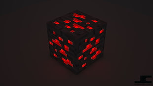 black and red Minecraft box wallpaper, Minecraft, cube