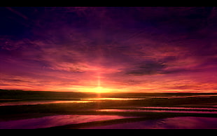 sunset digital wallpaper, nature, sunlight, sunset, sky